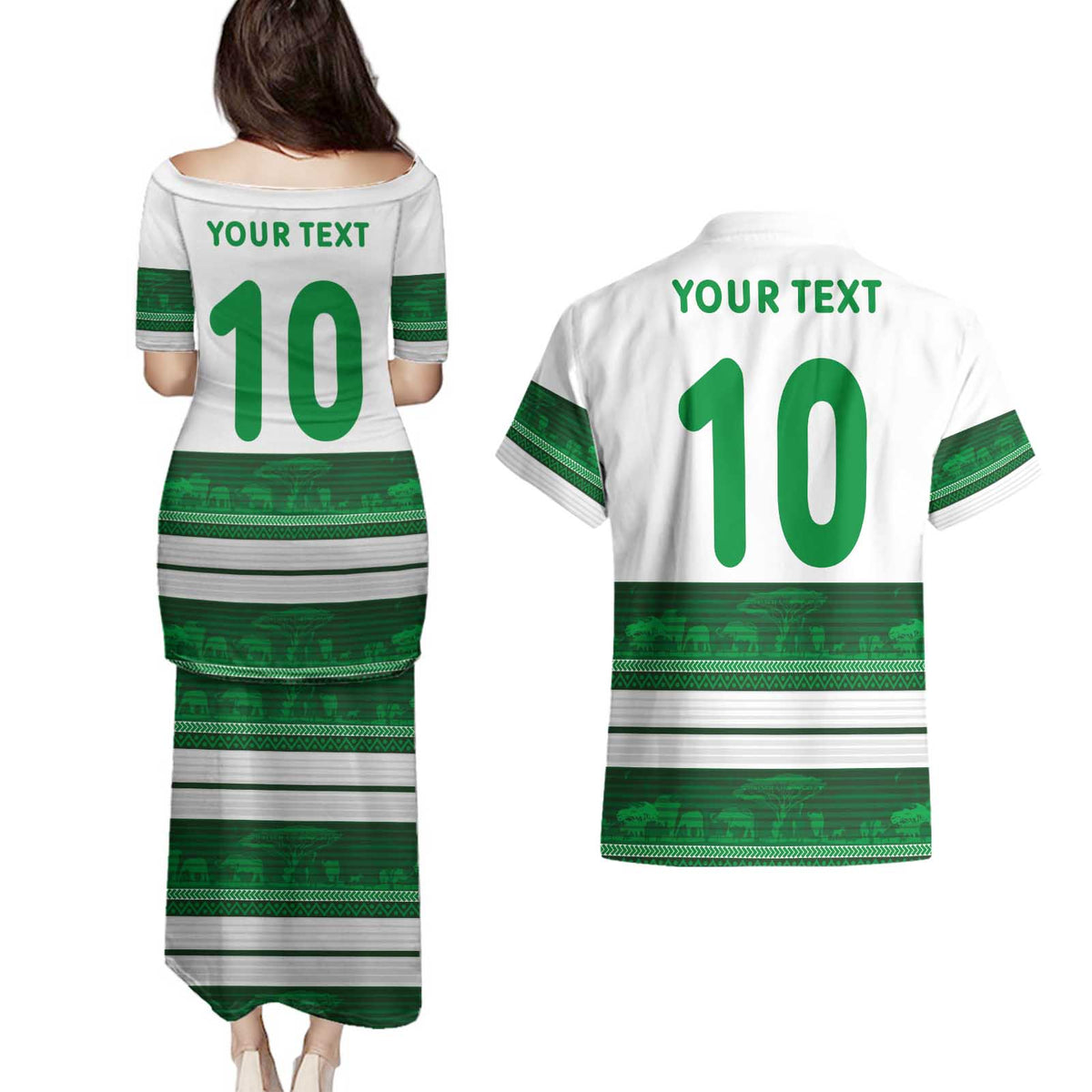 Custom Zimbabwe Rugby Couples Matching Puletasi and Hawaiian Shirt African Heritage Stripes Style - Wonder Print Shop