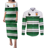 Custom Zimbabwe Rugby Couples Matching Puletasi and Long Sleeve Button Shirt African Heritage Stripes Style - Wonder Print Shop