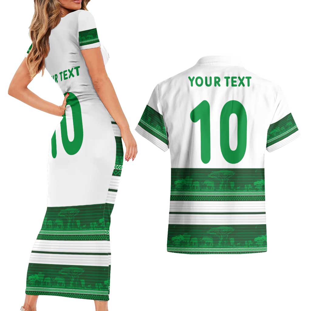 Custom Zimbabwe Rugby Couples Matching Short Sleeve Bodycon Dress and Hawaiian Shirt African Heritage Stripes Style - Wonder Print Shop