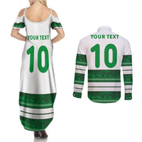 Custom Zimbabwe Rugby Couples Matching Summer Maxi Dress and Long Sleeve Button Shirt African Heritage Stripes Style - Wonder Print Shop