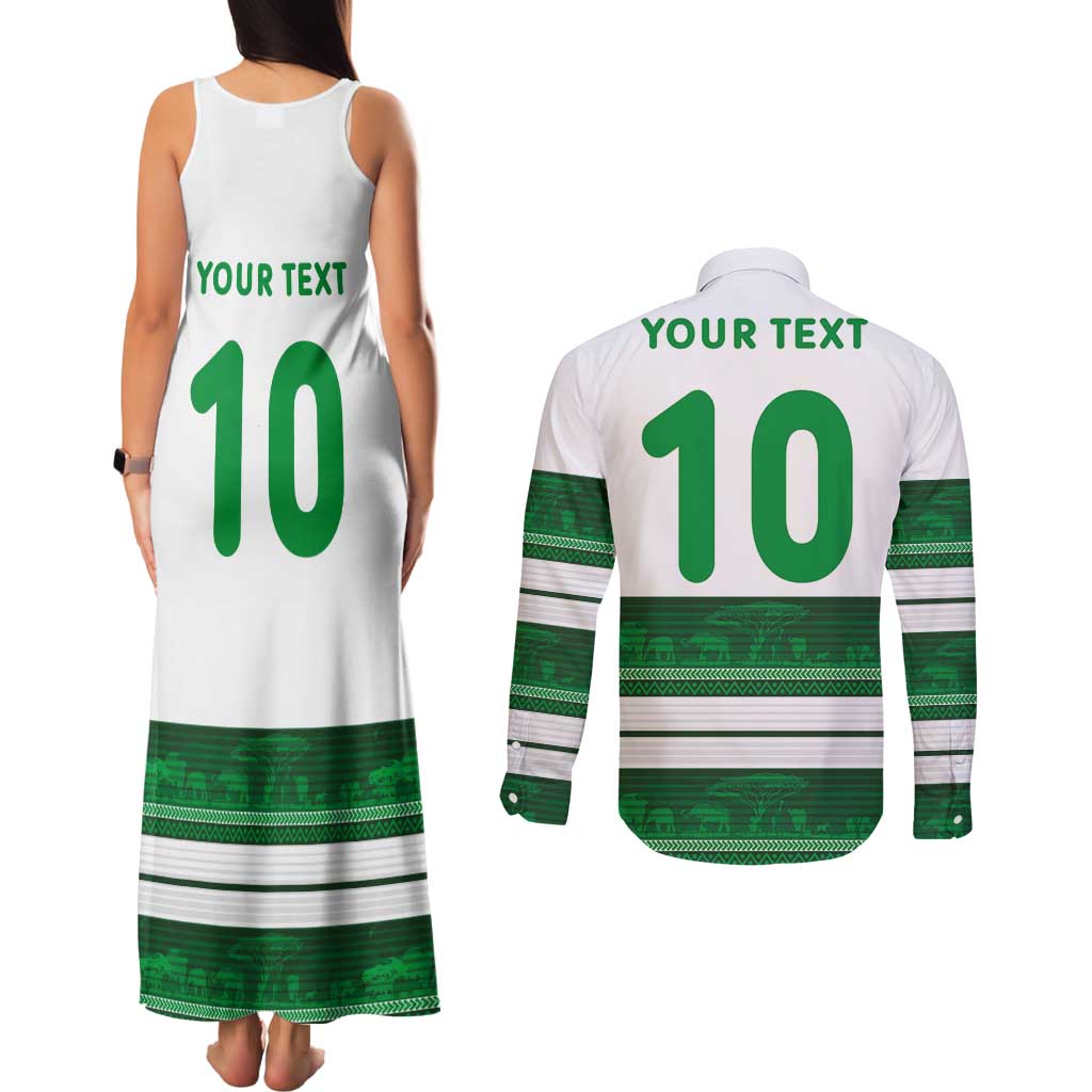 Custom Zimbabwe Rugby Couples Matching Tank Maxi Dress and Long Sleeve Button Shirt African Heritage Stripes Style - Wonder Print Shop