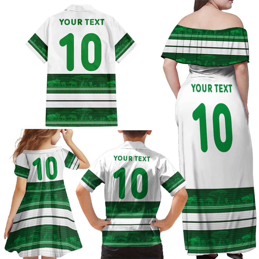 Custom Zimbabwe Rugby Family Matching Off Shoulder Maxi Dress and Hawaiian Shirt African Heritage Stripes Style - Wonder Print Shop