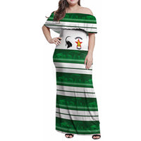 Custom Zimbabwe Rugby Family Matching Off Shoulder Maxi Dress and Hawaiian Shirt African Heritage Stripes Style - Wonder Print Shop