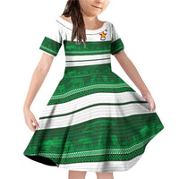 Custom Zimbabwe Rugby Family Matching Off Shoulder Short Dress and Hawaiian Shirt African Heritage Stripes Style - Wonder Print Shop