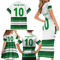 Custom Zimbabwe Rugby Family Matching Short Sleeve Bodycon Dress and Hawaiian Shirt African Heritage Stripes Style - Wonder Print Shop