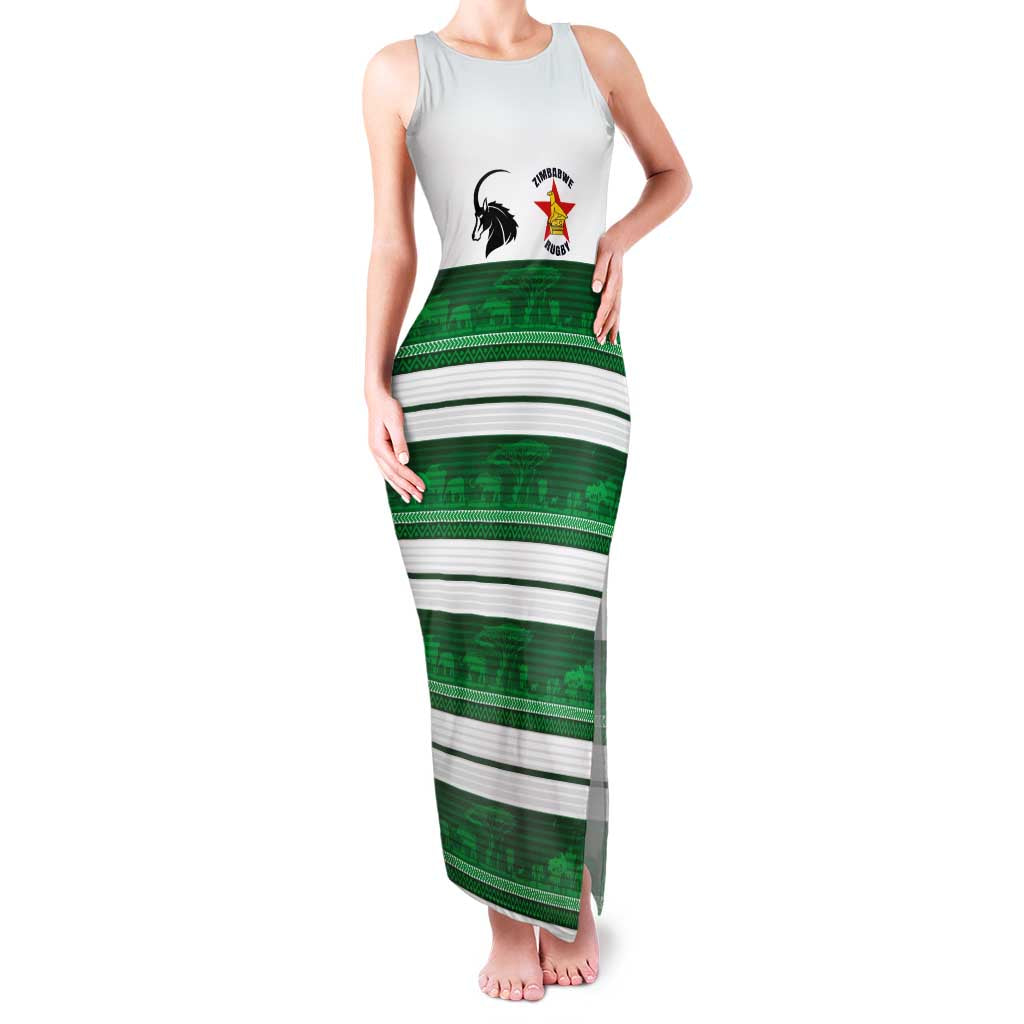 Custom Zimbabwe Rugby Family Matching Tank Maxi Dress and Hawaiian Shirt African Heritage Stripes Style - Wonder Print Shop