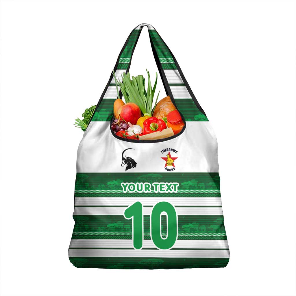 Custom Zimbabwe Rugby Grocery Bag African Heritage Stripes Style - Wonder Print Shop