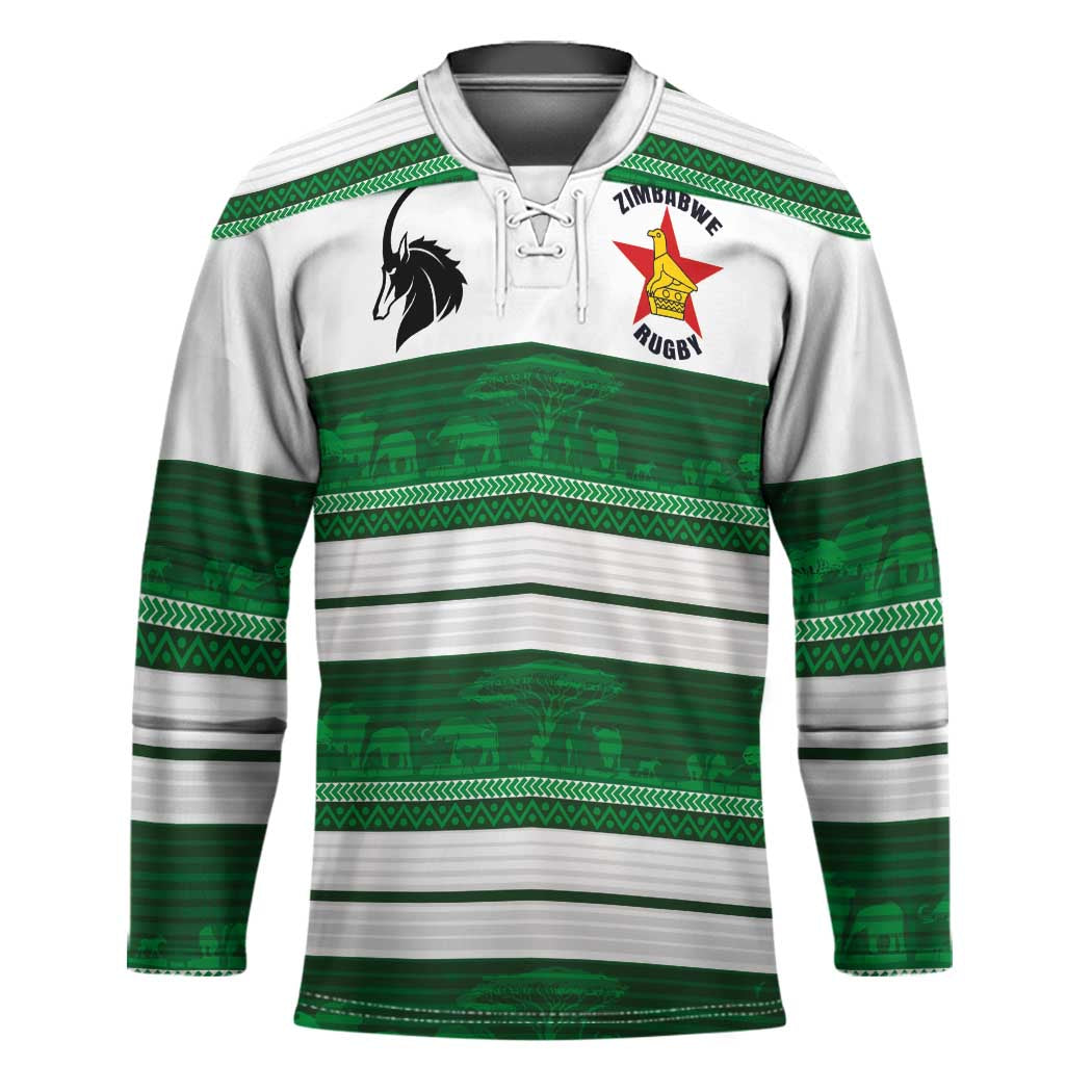 Custom Zimbabwe Rugby Hockey Jersey African Heritage Stripes Style - Wonder Print Shop