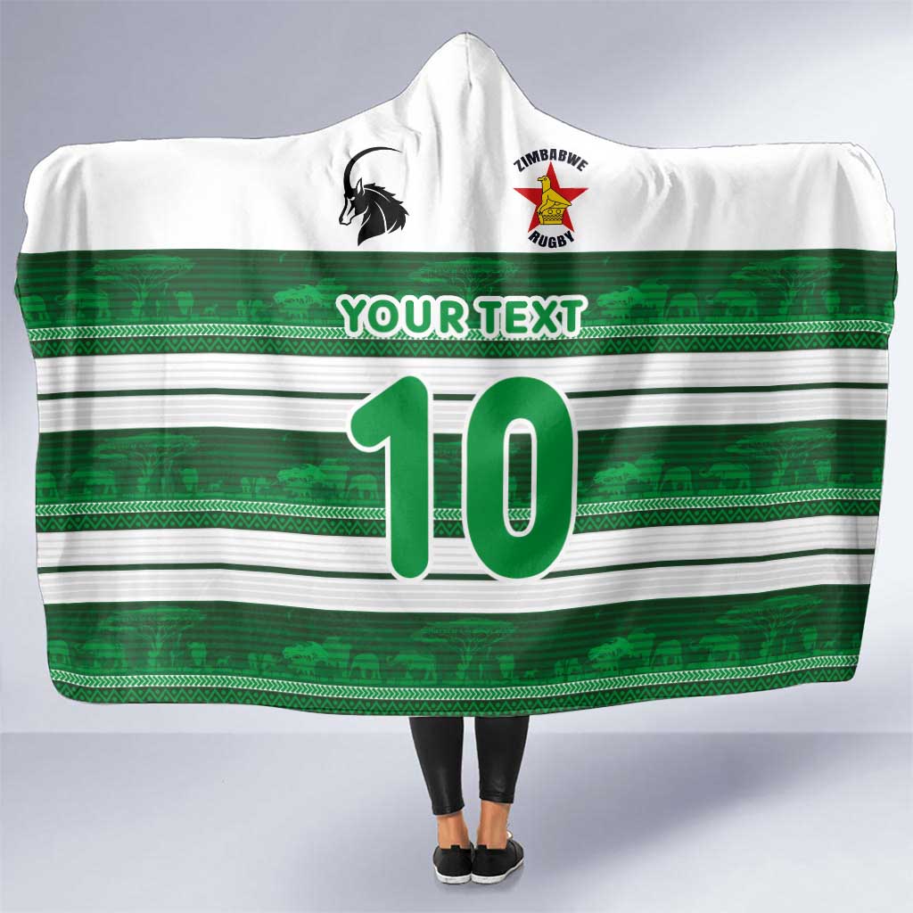 Custom Zimbabwe Rugby Hooded Blanket African Heritage Stripes Style - Wonder Print Shop