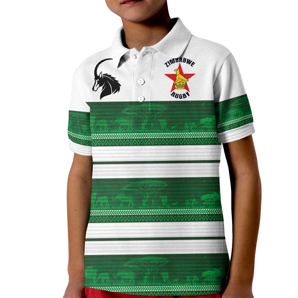Custom Zimbabwe Rugby Kid Polo Shirt African Heritage Stripes Style - Wonder Print Shop