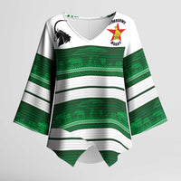 Custom Zimbabwe Rugby Kimono Sleeve Blouse African Heritage Stripes Style - Wonder Print Shop