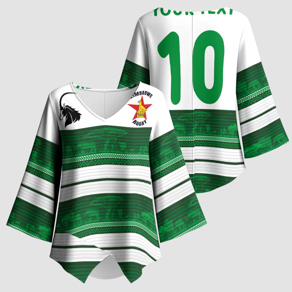 Custom Zimbabwe Rugby Kimono Sleeve Blouse African Heritage Stripes Style - Wonder Print Shop