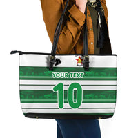 Custom Zimbabwe Rugby Leather Tote Bag African Heritage Stripes Style - Wonder Print Shop