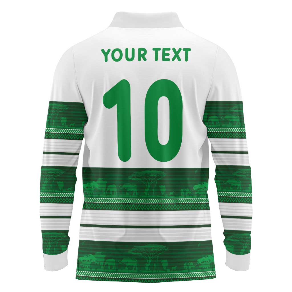 Custom Zimbabwe Rugby Long Sleeve Polo Shirt African Heritage Stripes Style - Wonder Print Shop