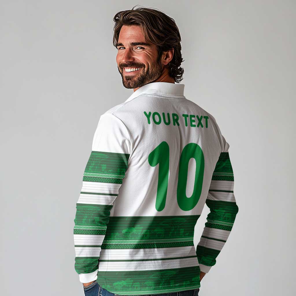Custom Zimbabwe Rugby Long Sleeve Polo Shirt African Heritage Stripes Style - Wonder Print Shop