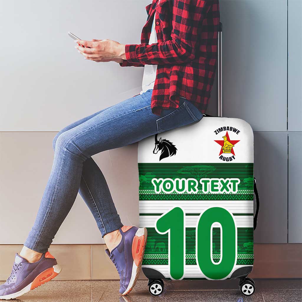 Custom Zimbabwe Rugby Luggage Cover African Heritage Stripes Style - Wonder Print Shop