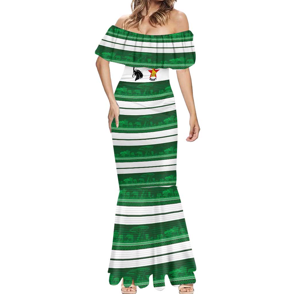 Custom Zimbabwe Rugby Mermaid Dress African Heritage Stripes Style - Wonder Print Shop
