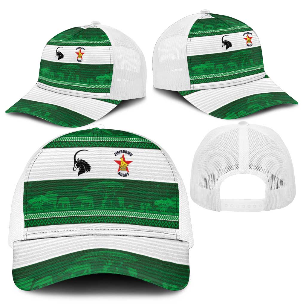 Zimbabwe Rugby Mesh Trucker Cap African Heritage Stripes Style - Wonder Print Shop