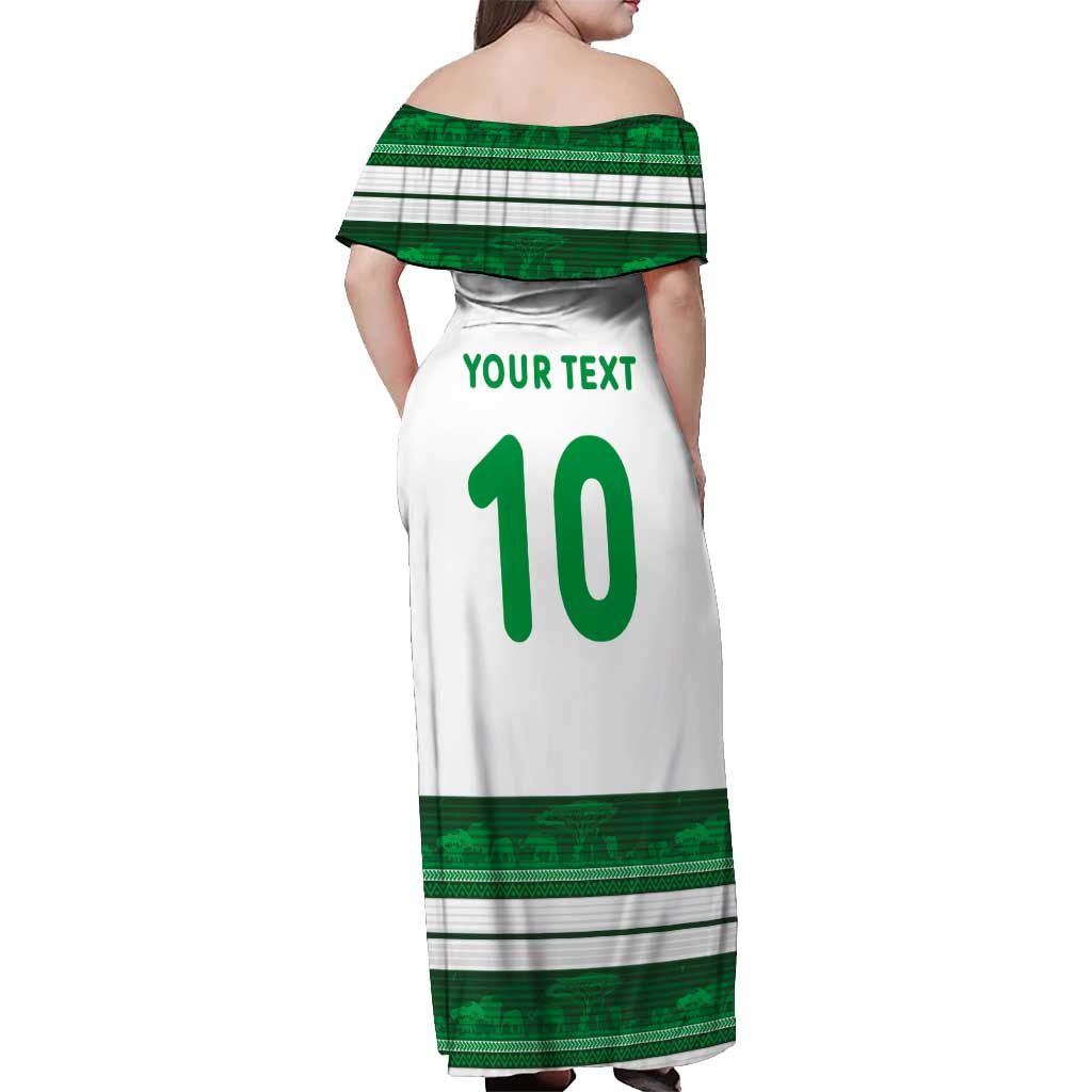 Custom Zimbabwe Rugby Off Shoulder Maxi Dress African Heritage Stripes Style - Wonder Print Shop
