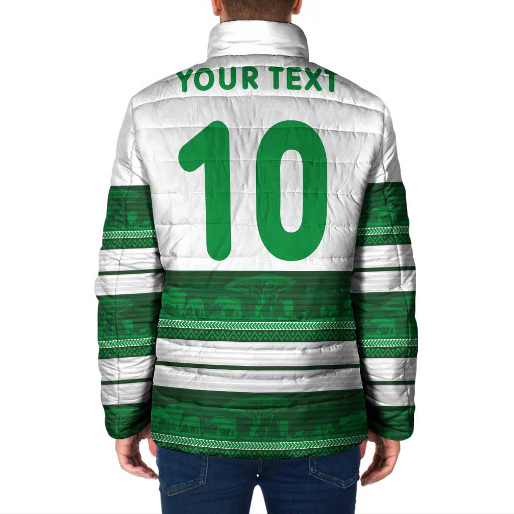 Custom Zimbabwe Rugby Padded Jacket African Heritage Stripes Style - Wonder Print Shop