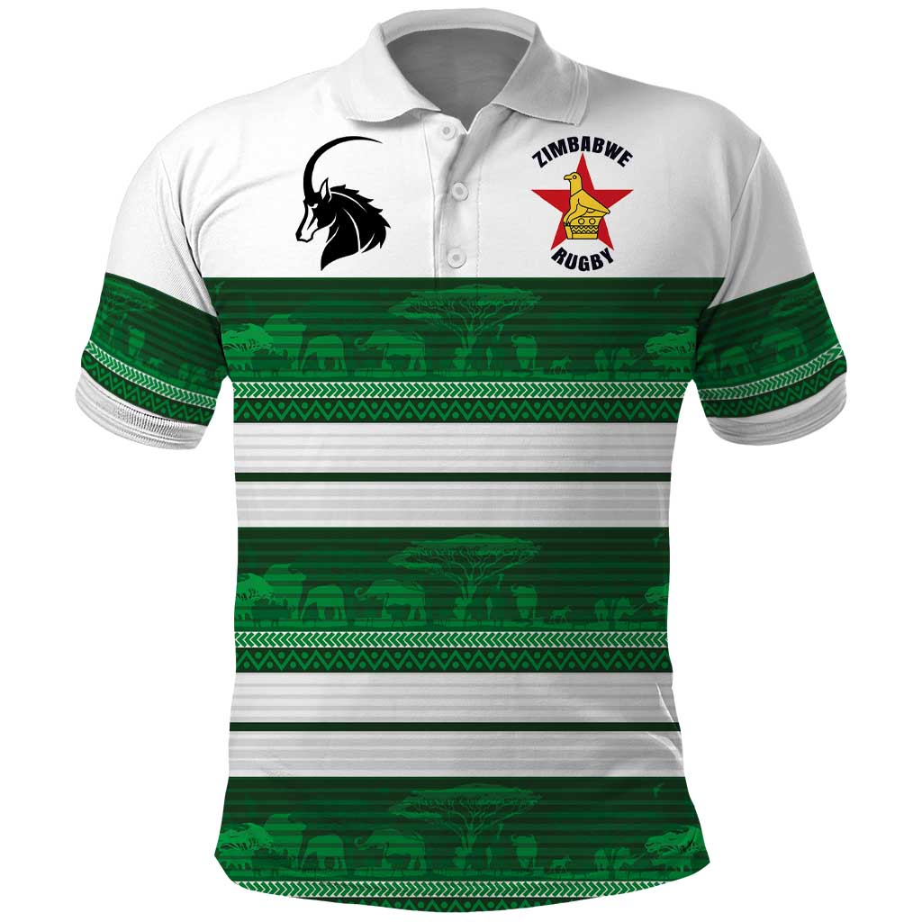 Custom Zimbabwe Rugby Polo Shirt African Heritage Stripes Style - Wonder Print Shop