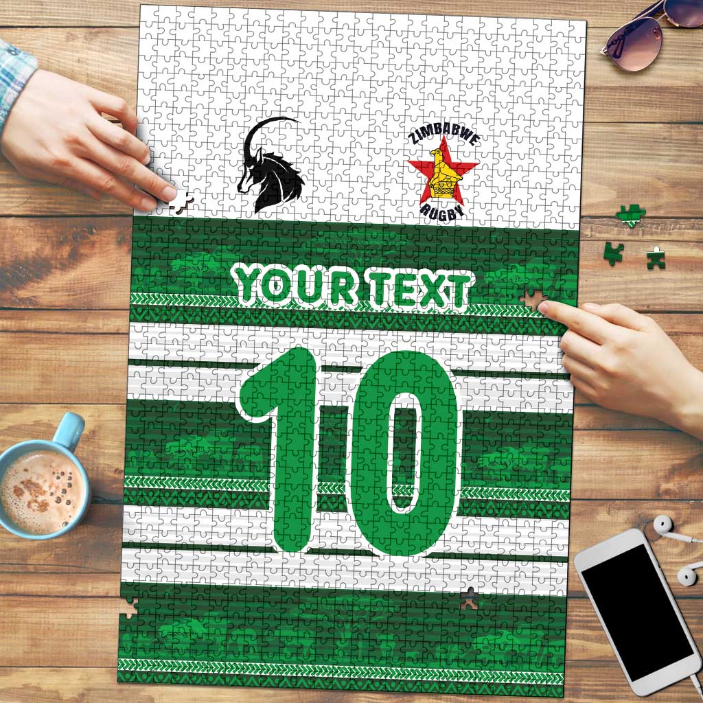 Custom Zimbabwe Rugby Puzzle African Heritage Stripes Style - Wonder Print Shop