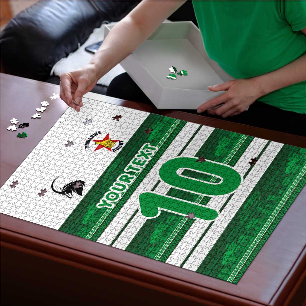 Custom Zimbabwe Rugby Puzzle African Heritage Stripes Style - Wonder Print Shop