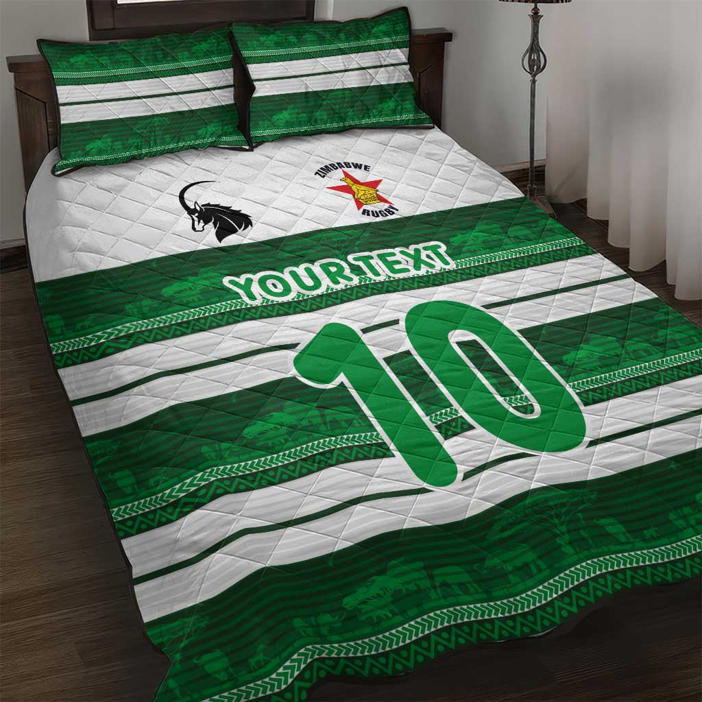 Custom Zimbabwe Rugby Quilt Bed Set African Heritage Stripes Style - Wonder Print Shop