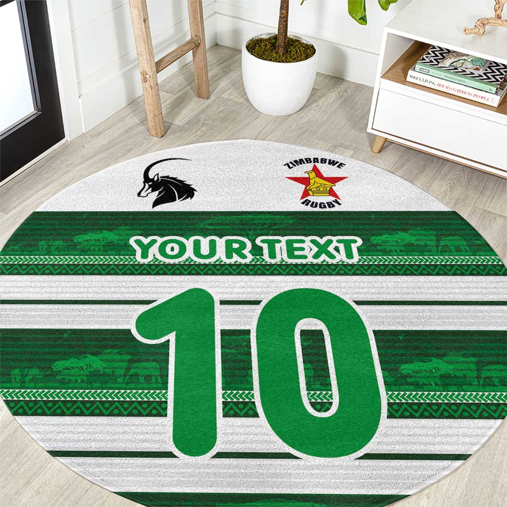 Custom Zimbabwe Rugby Round Carpet African Heritage Stripes Style - Wonder Print Shop