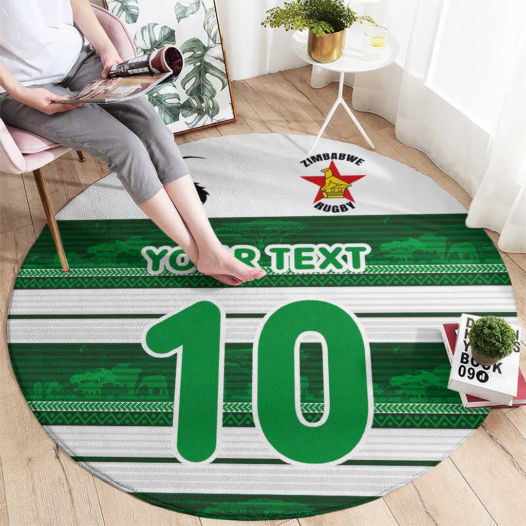Custom Zimbabwe Rugby Round Carpet African Heritage Stripes Style - Wonder Print Shop