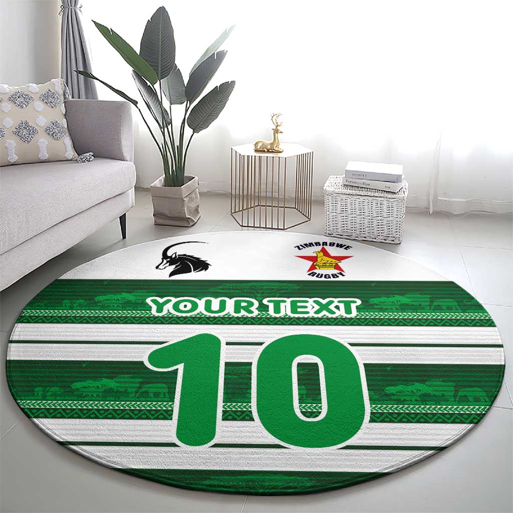 Custom Zimbabwe Rugby Round Carpet African Heritage Stripes Style - Wonder Print Shop