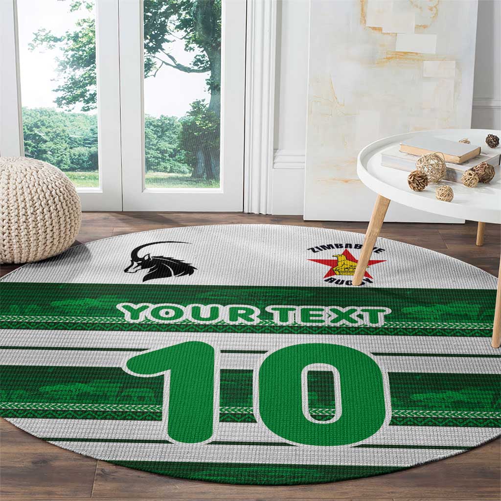 Custom Zimbabwe Rugby Round Carpet African Heritage Stripes Style - Wonder Print Shop