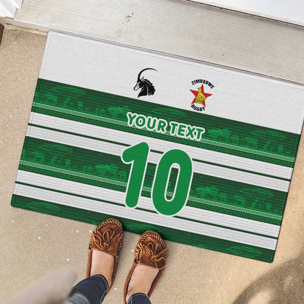 Custom Zimbabwe Rugby Rubber Doormat African Heritage Stripes Style - Wonder Print Shop