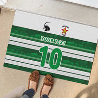 Custom Zimbabwe Rugby Rubber Doormat African Heritage Stripes Style - Wonder Print Shop