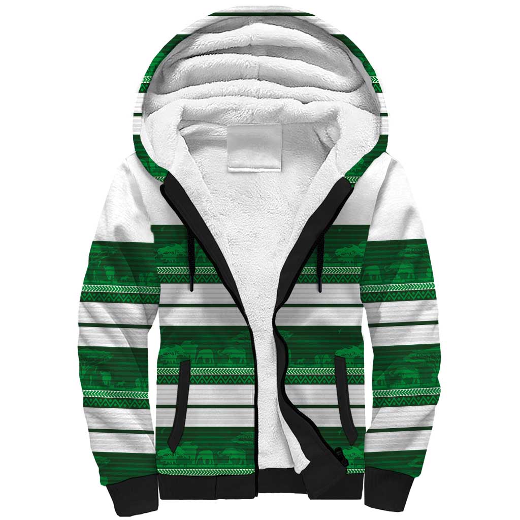 Custom Zimbabwe Rugby Sherpa Hoodie African Heritage Stripes Style - Wonder Print Shop