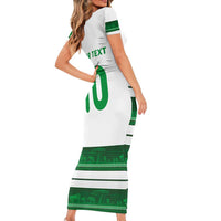 Custom Zimbabwe Rugby Short Sleeve Bodycon Dress African Heritage Stripes Style - Wonder Print Shop