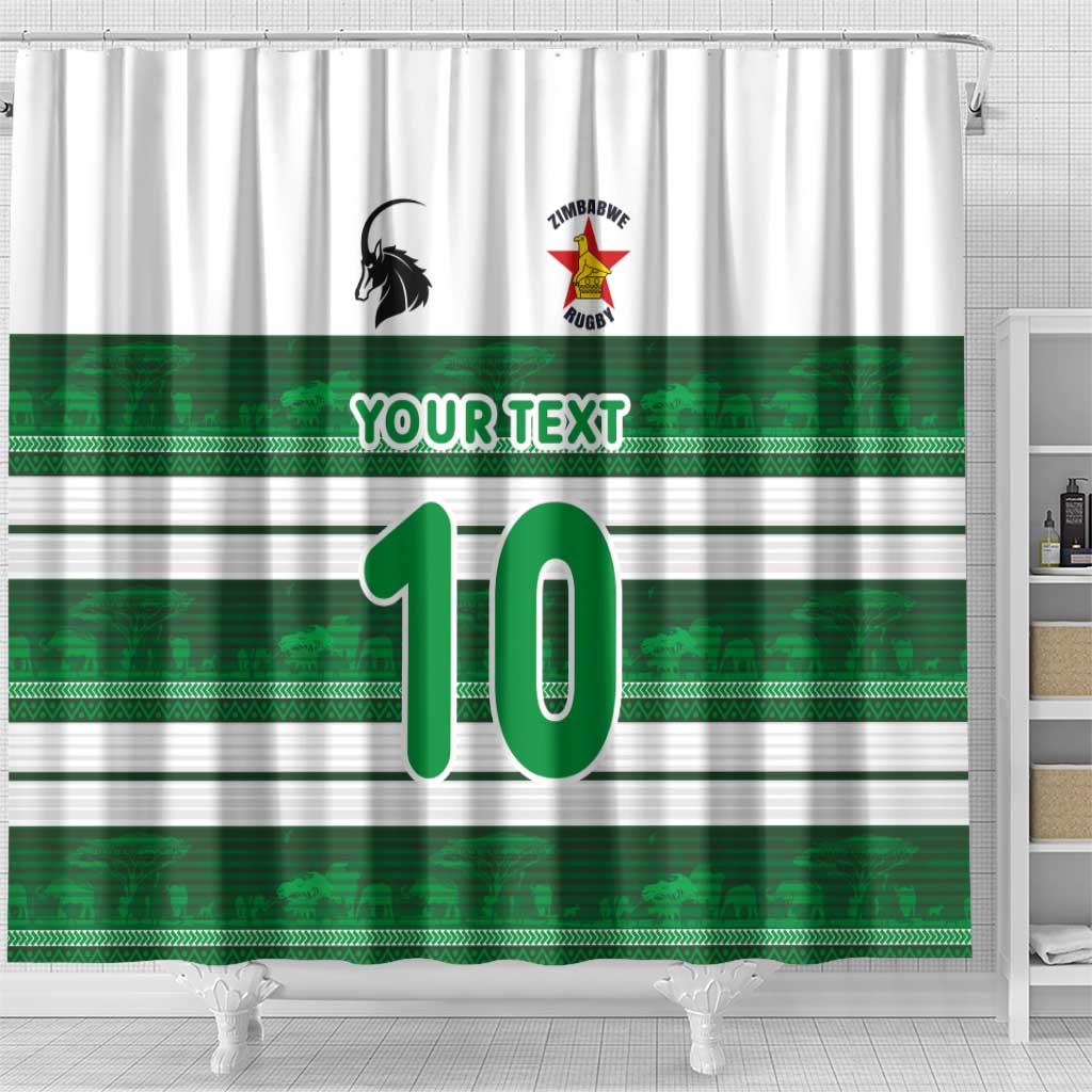 Custom Zimbabwe Rugby Shower Curtain African Heritage Stripes Style - Wonder Print Shop