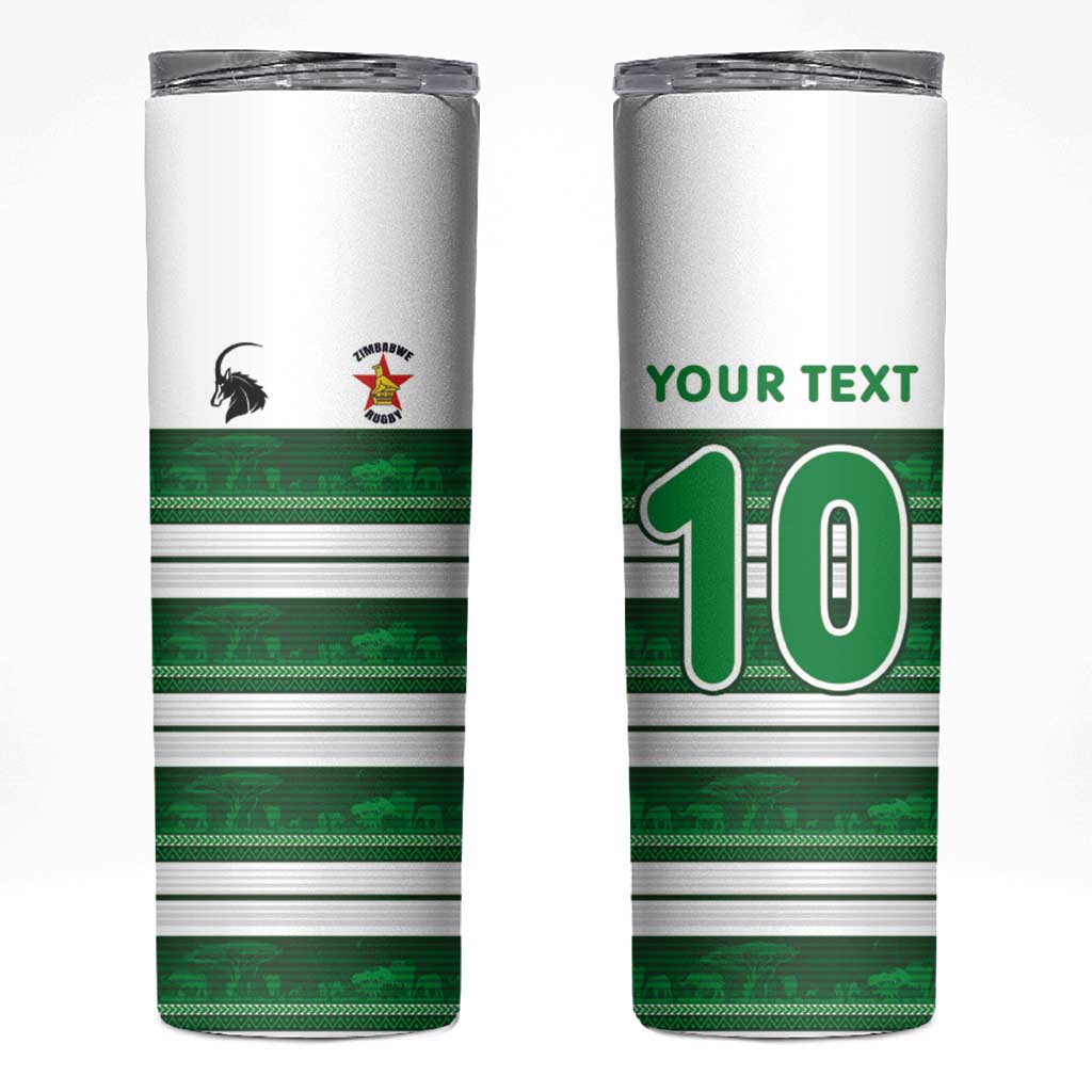 Custom Zimbabwe Rugby Skinny Tumbler African Heritage Stripes Style - Wonder Print Shop