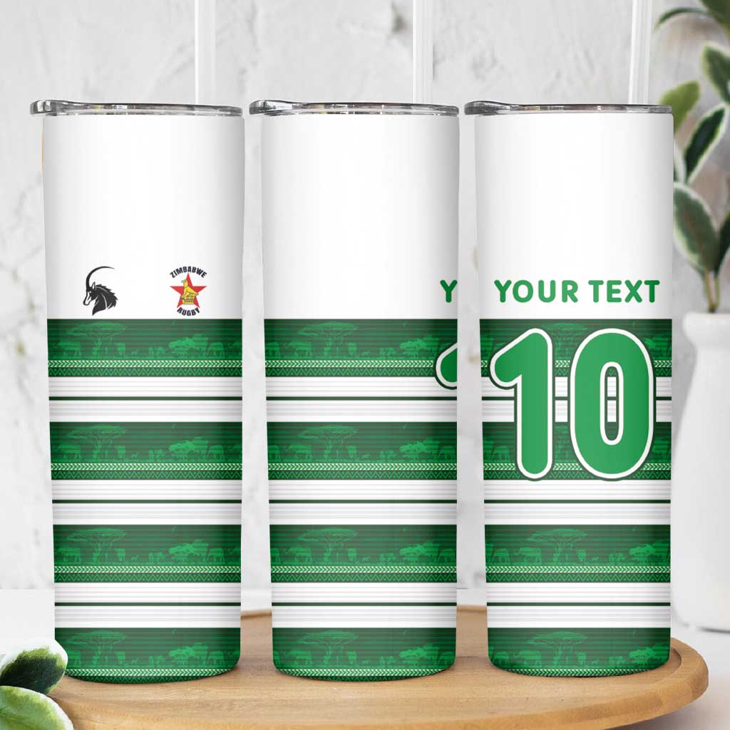 Custom Zimbabwe Rugby Skinny Tumbler African Heritage Stripes Style - Wonder Print Shop