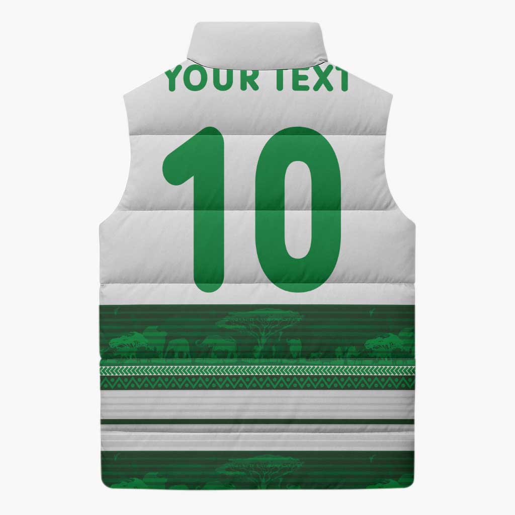 Custom Zimbabwe Rugby Sleeveless Puffer Jacket African Heritage Stripes Style - Wonder Print Shop