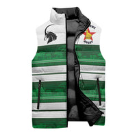 Custom Zimbabwe Rugby Sleeveless Puffer Jacket African Heritage Stripes Style - Wonder Print Shop