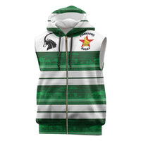 Custom Zimbabwe Rugby Sleeveless Zip Hoodie African Heritage Stripes Style - Wonder Print Shop