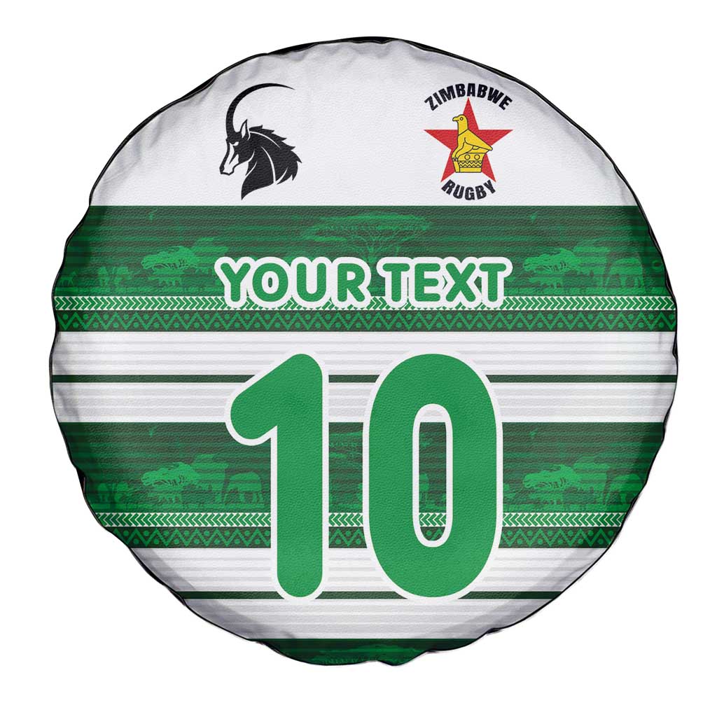 Custom Zimbabwe Rugby Spare Tire Cover African Heritage Stripes Style - Wonder Print Shop