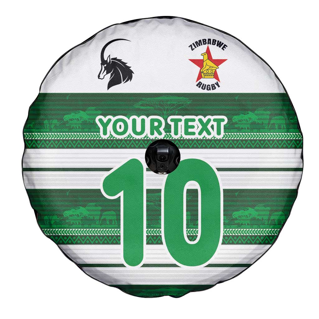 Custom Zimbabwe Rugby Spare Tire Cover African Heritage Stripes Style - Wonder Print Shop
