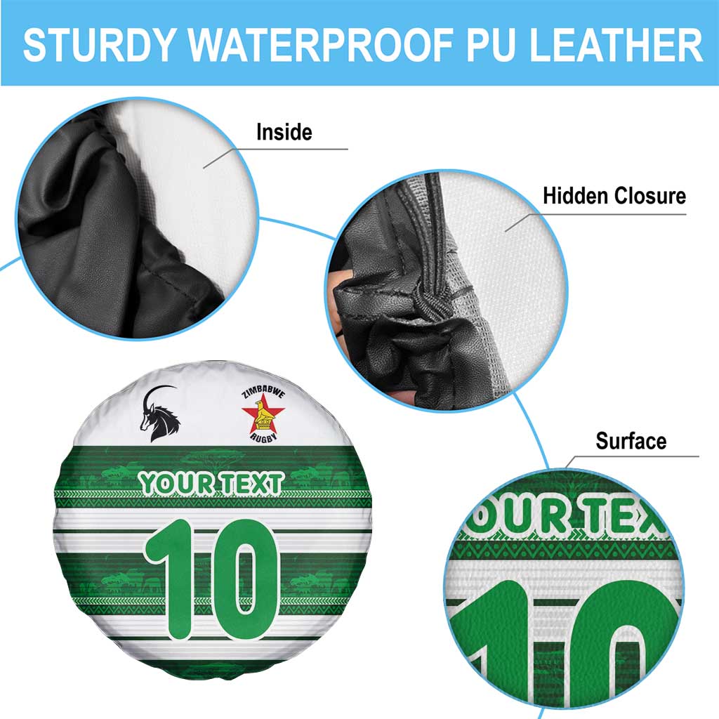 Custom Zimbabwe Rugby Spare Tire Cover African Heritage Stripes Style - Wonder Print Shop