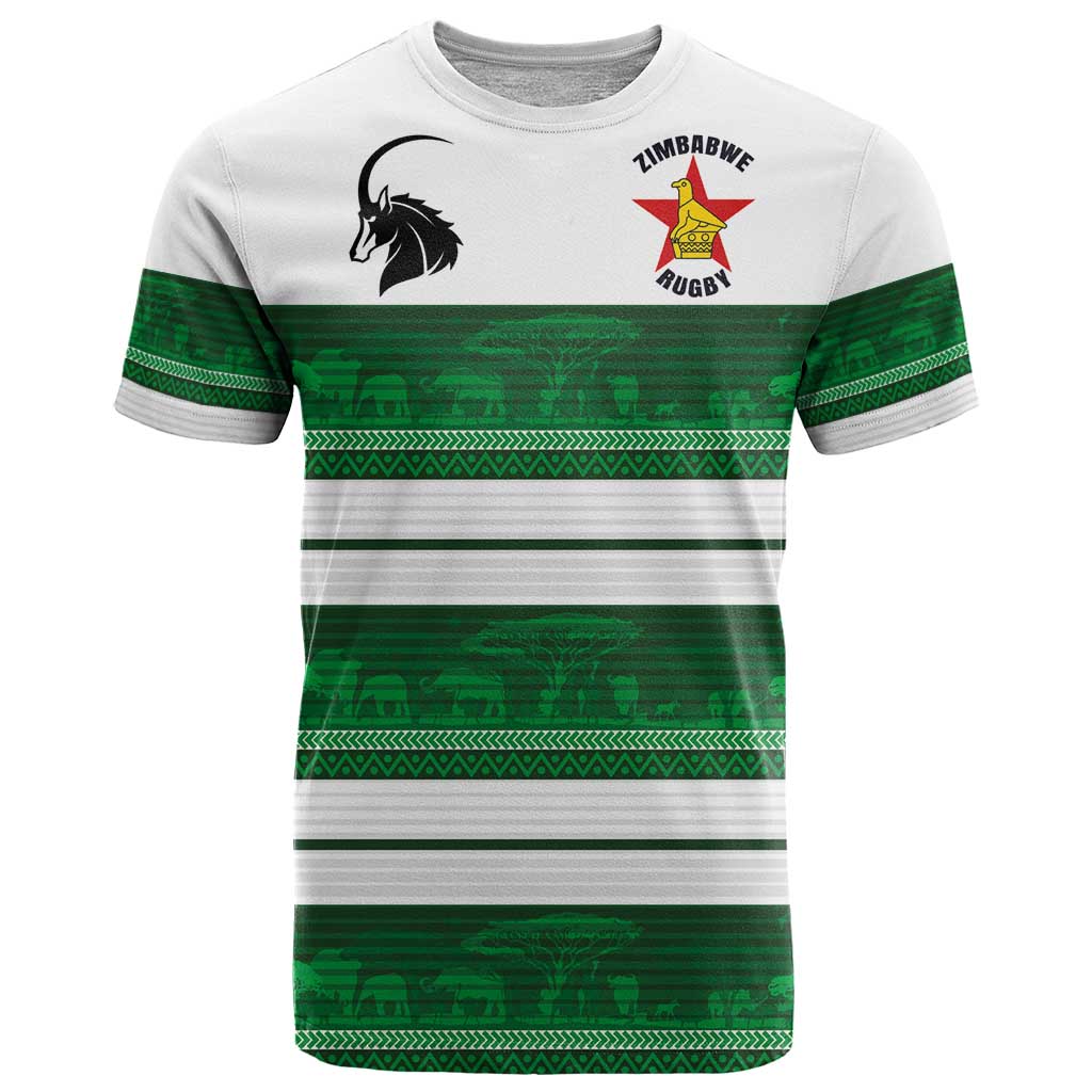 Custom Zimbabwe Rugby T Shirt African Heritage Stripes Style - Wonder Print Shop