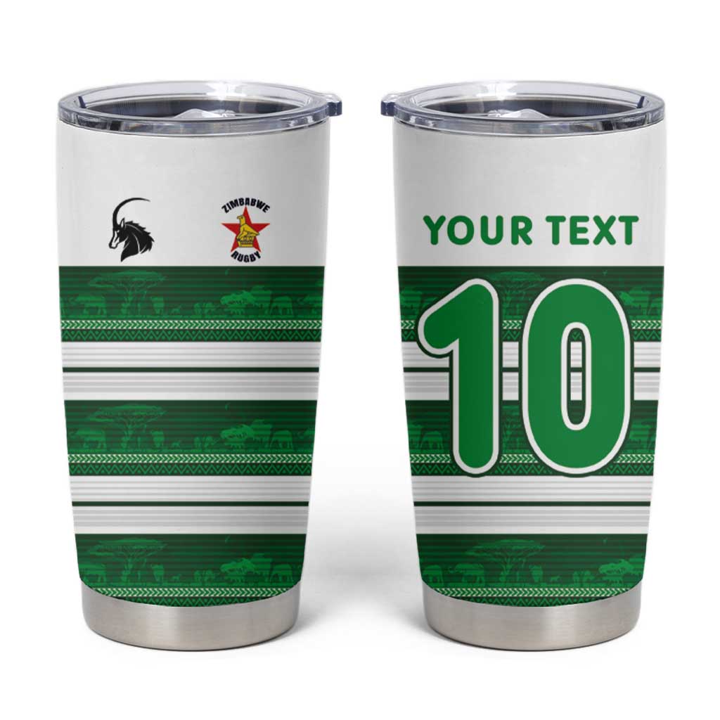 Custom Zimbabwe Rugby Tumbler Cup African Heritage Stripes Style - Wonder Print Shop