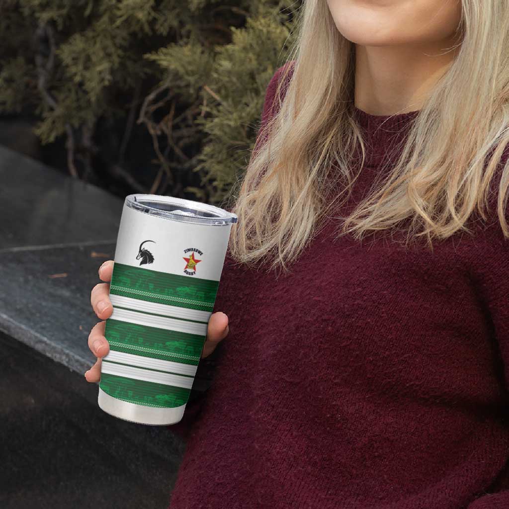 Custom Zimbabwe Rugby Tumbler Cup African Heritage Stripes Style - Wonder Print Shop