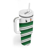 Custom Zimbabwe Rugby Tumbler With Handle African Heritage Stripes Style - Wonder Print Shop