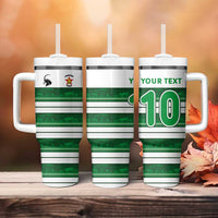 Custom Zimbabwe Rugby Tumbler With Handle African Heritage Stripes Style - Wonder Print Shop